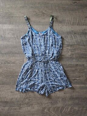 Xhilaration Blue Patterned Romper.